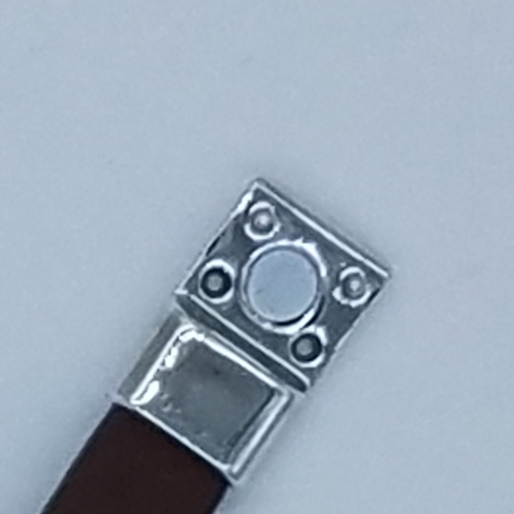 Leather Geometric Bracelet Bangle Clasp Brown - Picture 6 of 8